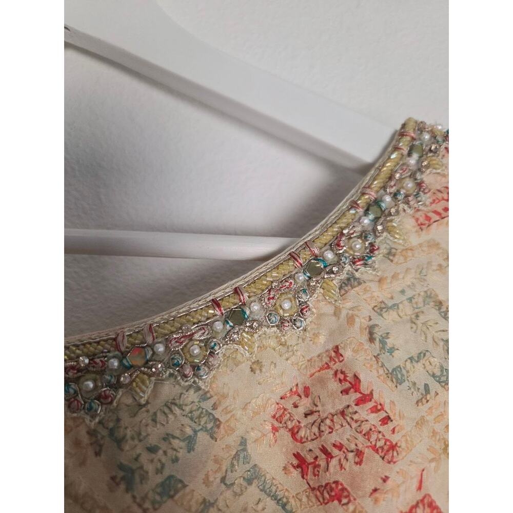 Seasons Chennai Indian Anarkali Kurta Dress XXL Cream Beige Embellished Maxi - Picture 5 of 15